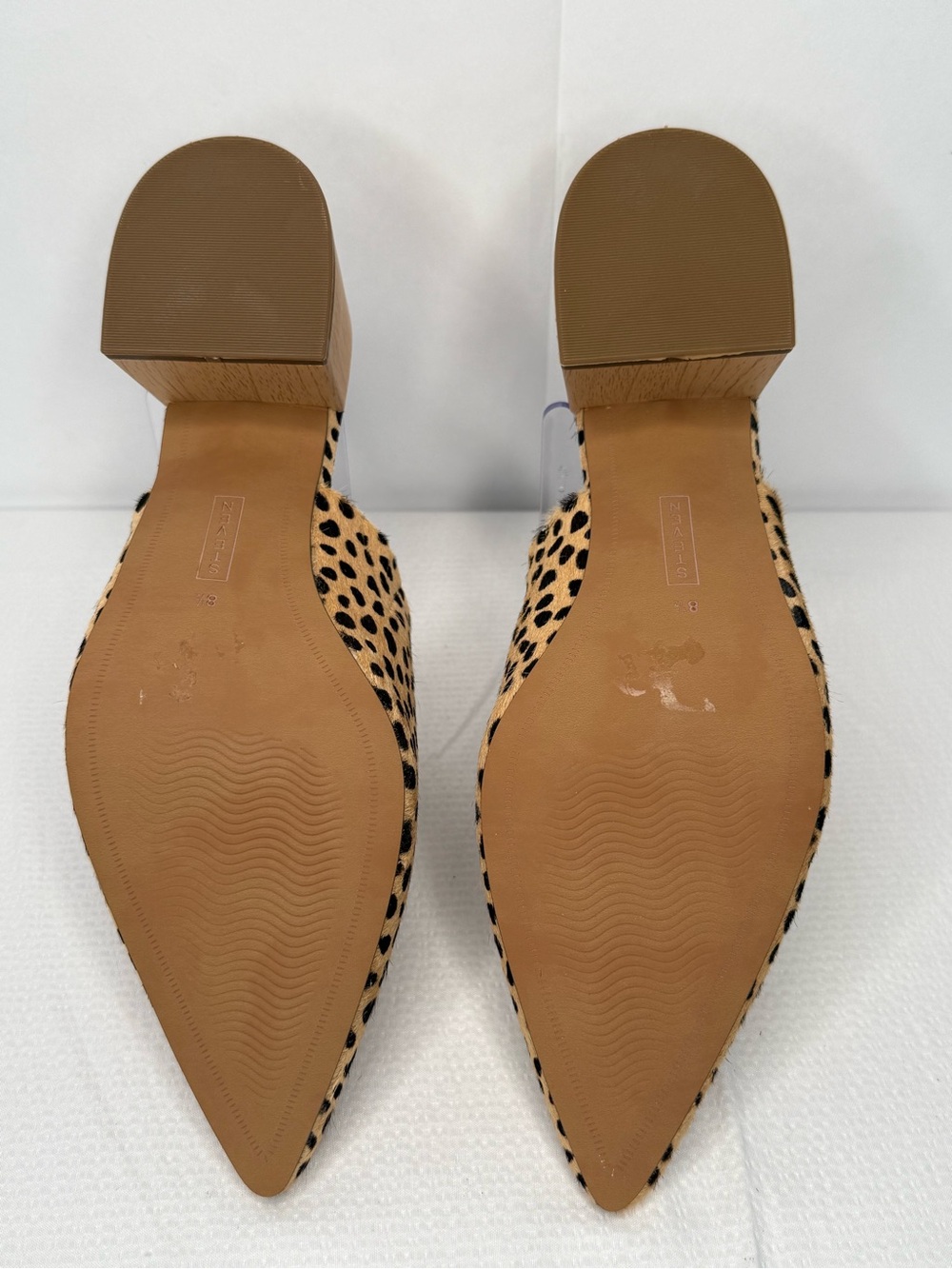Steven Cheetah Print Tan and Black Pointed Slip-On Mules - Picture 6 of 8